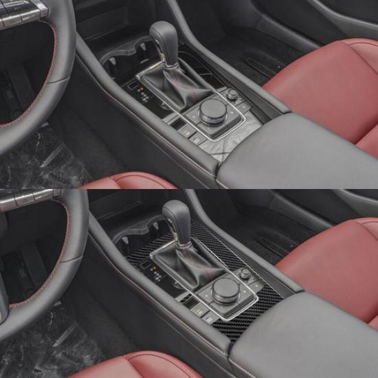 Bright Carbon Fiber Console Gear Shift Panel Cover For Mazda 3 Axela -2024