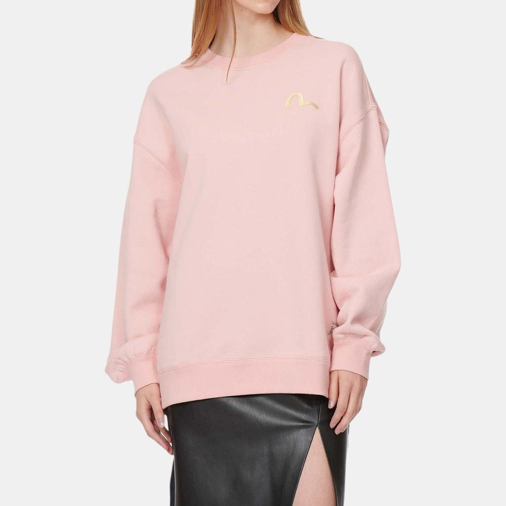Evisu FW21 Cartoon Curved Moon Sea God Print Long Sleeve Round Neck Sweatshirt Women Sweatshirt Pink 2EAHTW1SW362OSCT
