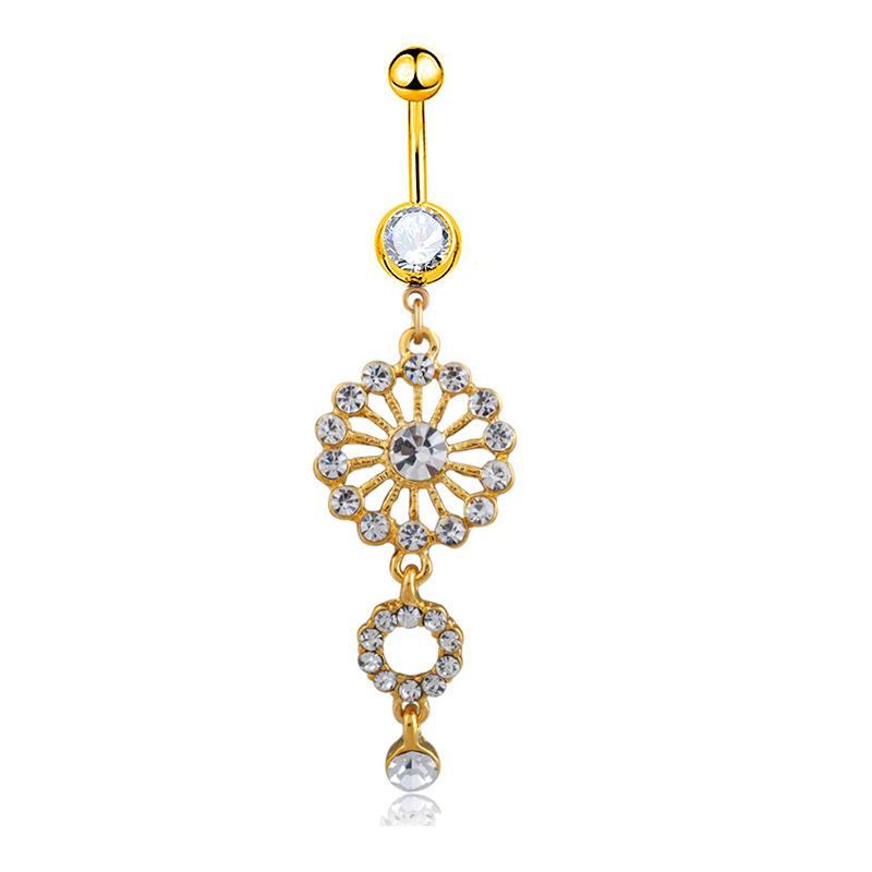 New High -quality Circular Diamond Long Long Navel Buckle Belly Button Nail