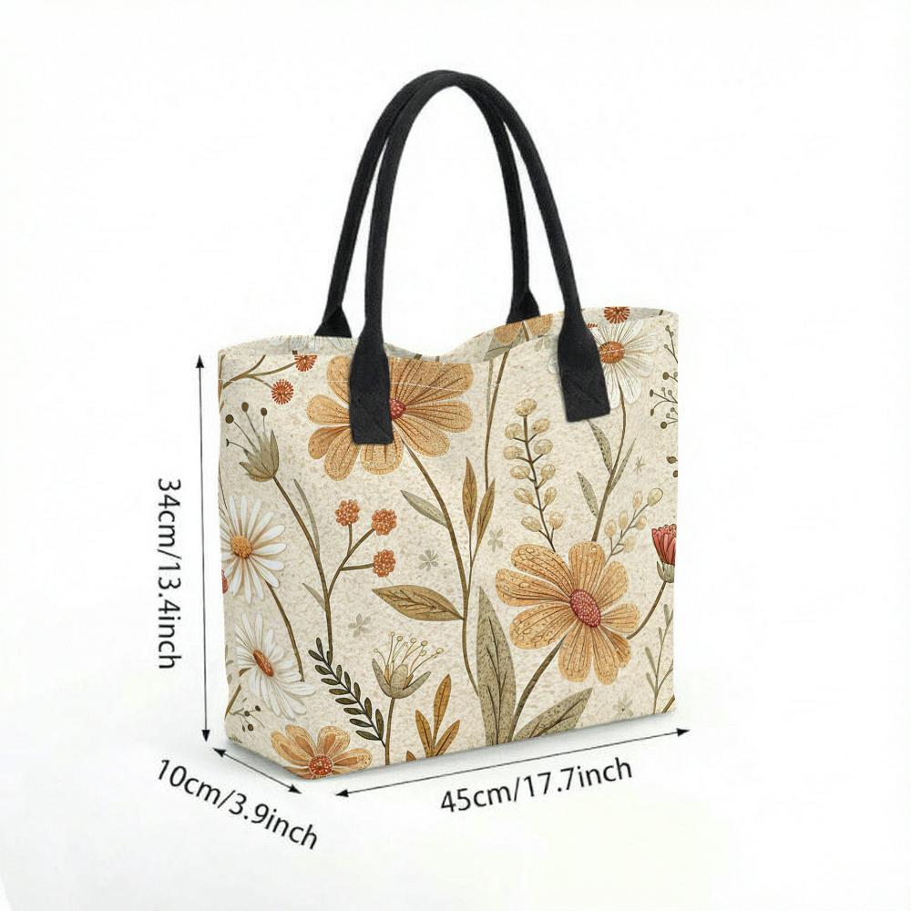 Boho Floral Print Tote Bag Casual Lightweight Large Capacity Ladies Daily Handbag