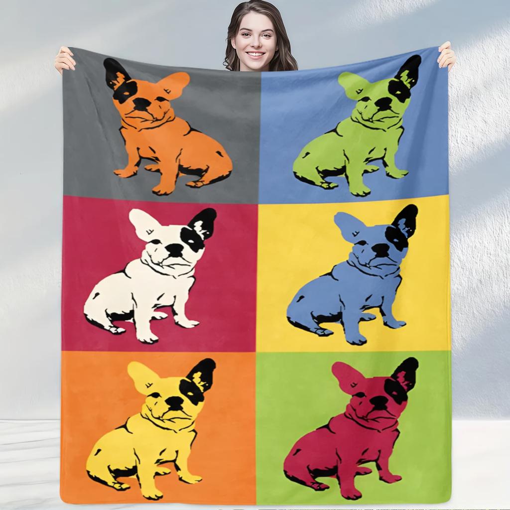 Colorful Cute Dog Collage Flannel Blanket Soft Cozy Bedding for BedroomsLoungesIdeal for Dog LoversHome Comfort Enthusiasts