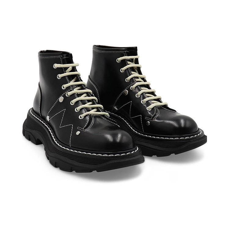(WMNS) Alexander McQueen Tread Lace Up Boot 'Black Silver' Women's 595469WHQSG1090