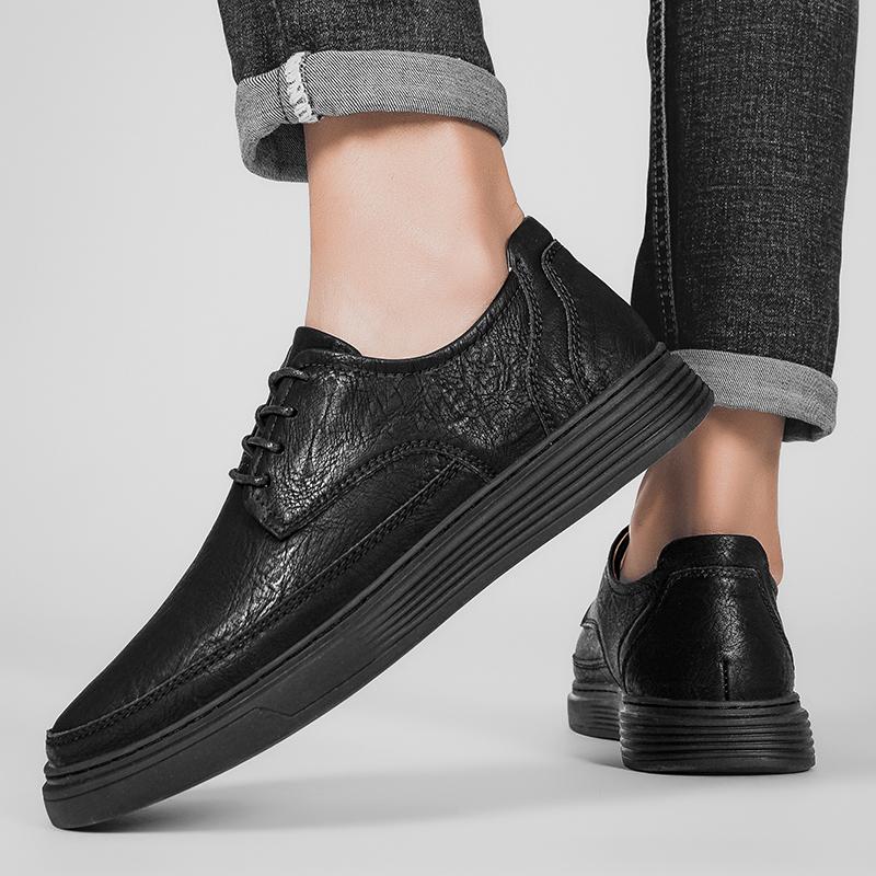 Fashion Men Oxfords Leather Shoes Lace Up British Style Mens Casual Shoes Brand Summer Punching Leather Breathable Moccasins Size 36-48