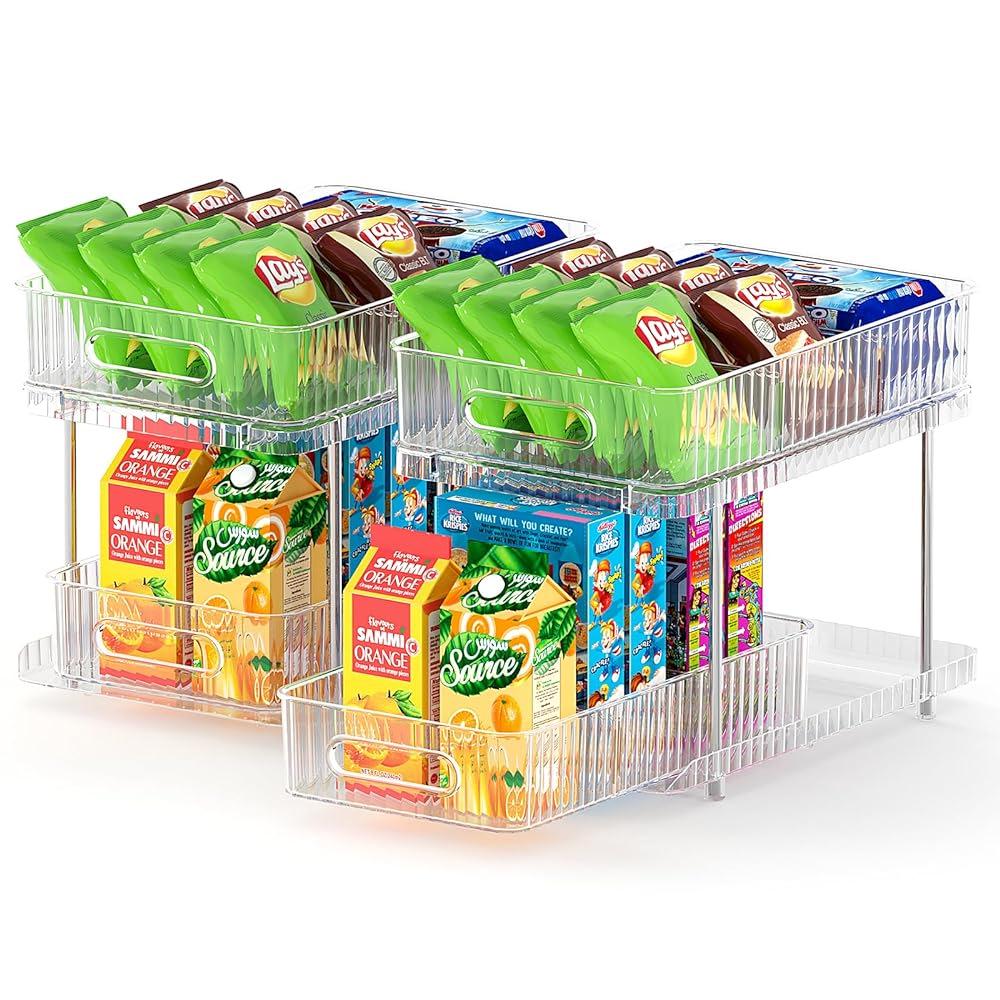 Double-Layer Pull-Out Cosmetic & Kitchen Storage Rack with Transparent Drawers