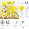 Yellow White Theme Balloons Arch Kit Metal Silver Confetti Balloon Garland Birthday Party Wedding Baby Shower Home Party Decor