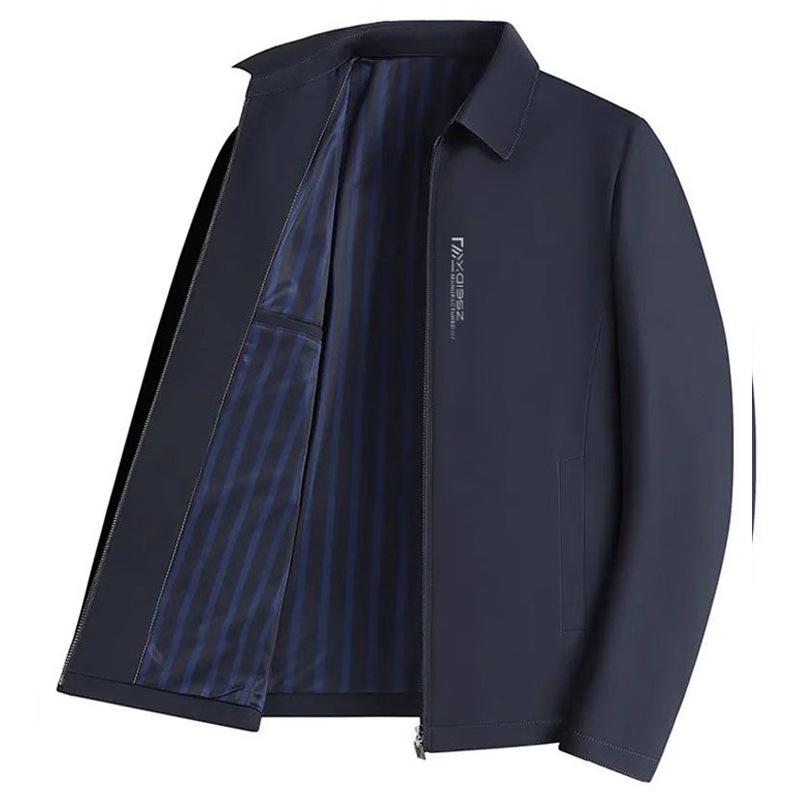 High-Grade Men's Lapel Coat - Business Casual Jacket for Middle-Aged & Elderly Dads, Fashionable & Versatile for Spring and Autumn.
