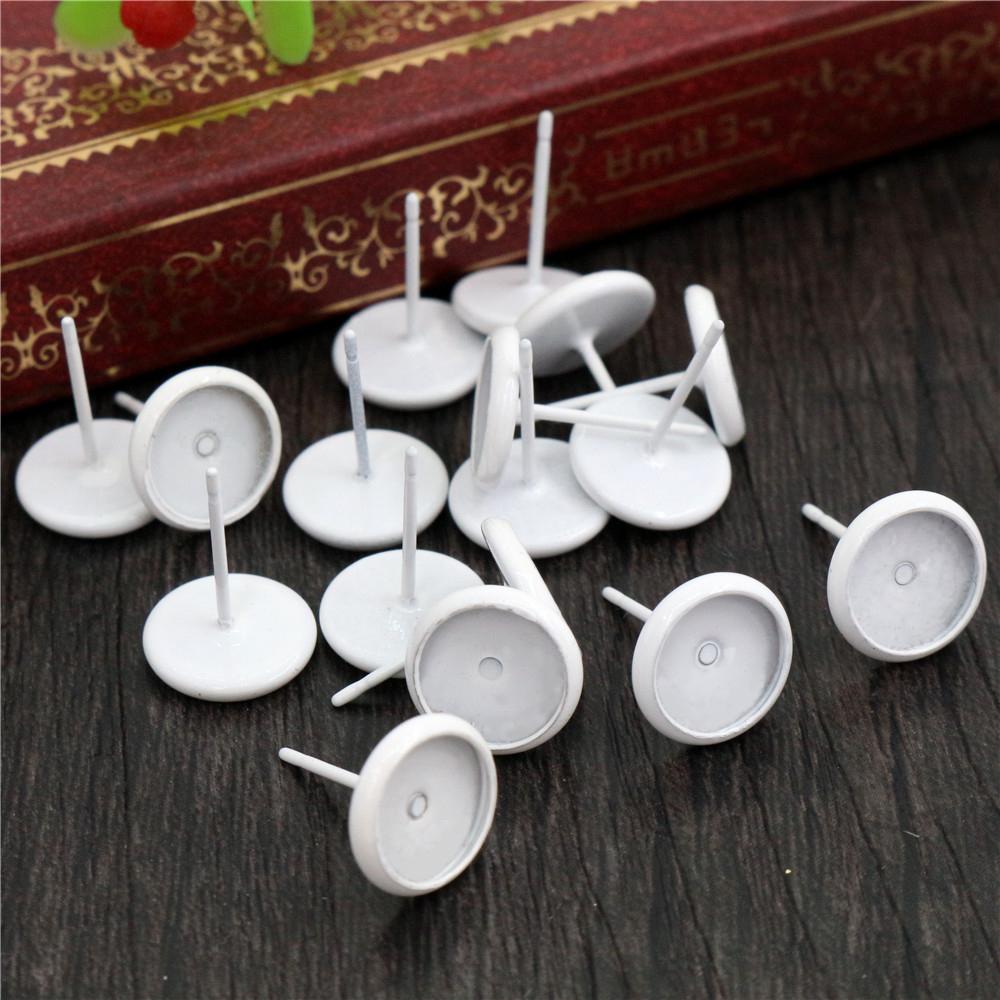 8/10/12mm 20pcs/lots 21Colors Plated Earring Studs,Earrings Blank/Base,Fit 8mm Glass Cabochons,earring setting;Earring Bezels