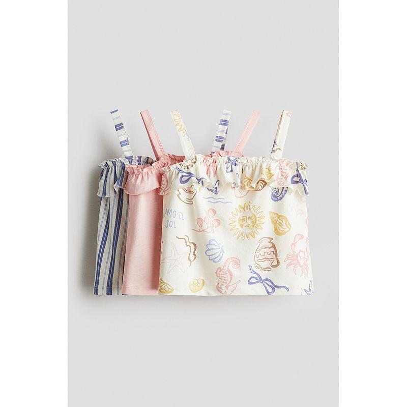 

HM Детская одежда Жилет для девочки Костюм из 3 предметов 2025 Лето Новое поступление Мягкая Милая Майка с оборками в виде листьев лотоса 1282743