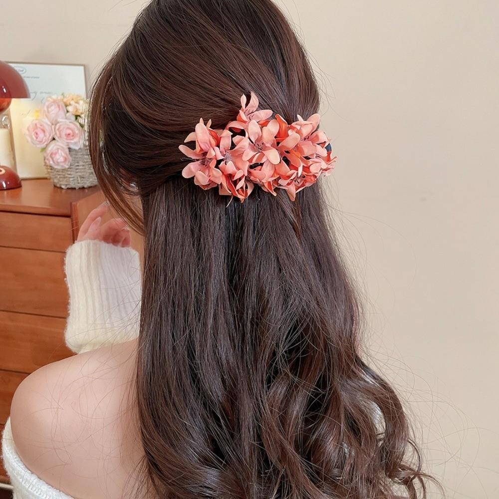 Colorful Flower Hairpin Cloth Ponytail Holder Elegant Hanfu Hair Clip  Summer Accessories