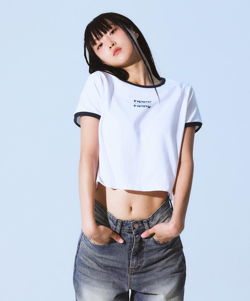 Eichipipiwai Cropped Logo Ringer Tee - White