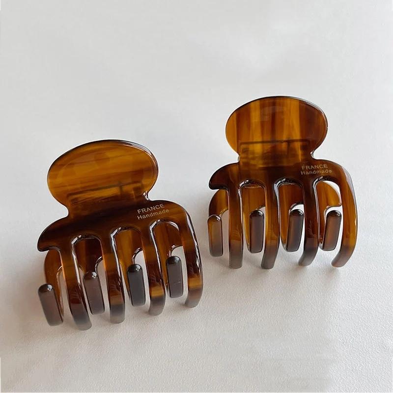 Vintage Hollowed Out Acetate Grab Clip Elegant Korean Crab Ponytail Braid Grab Clip Accessories for Girls Headwear New Year Gift