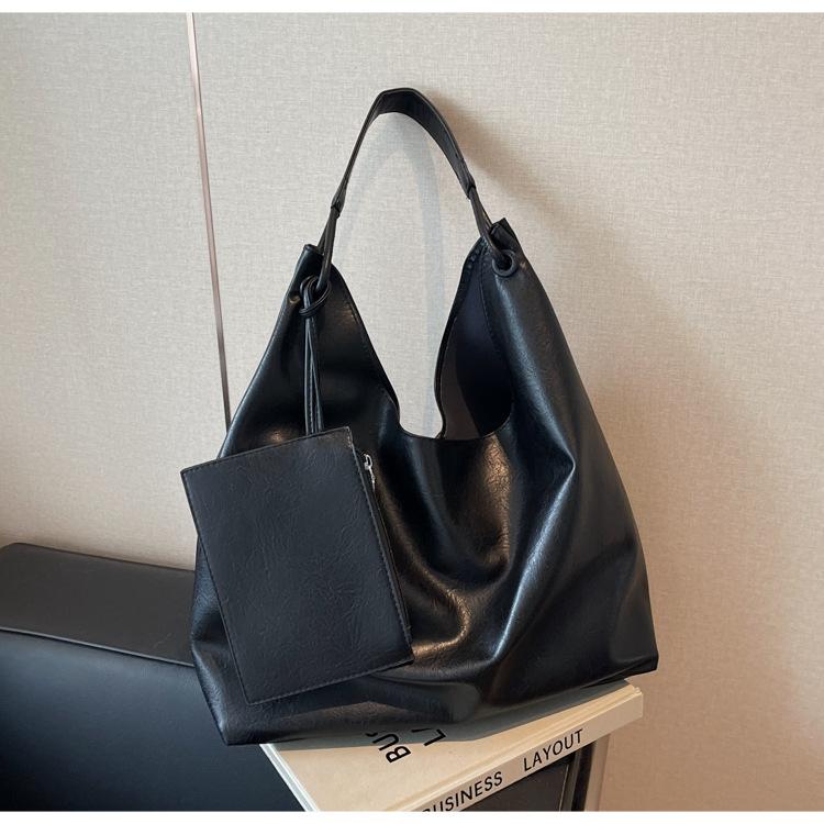 

Простая и вместительная сумка высокого класса с повседневным текстурным рисунком, большая женская сумка-тоут 2024 года, сумка-мессенджер для поездок на работу чёрный