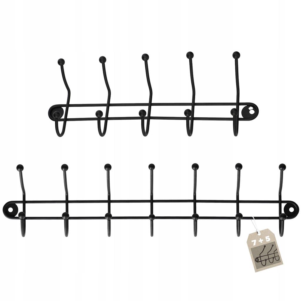 KADAX Clothes Hanger Holder Black 5 + 7 Hooks