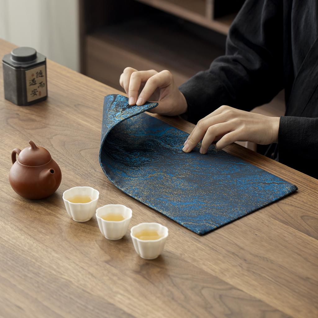 Dry Bubble Tea Mat Song Dynasty Aesthetic Tablecloth New Chinoiserie Zen Table Runner Classywaterproof Tea Towel Napkins