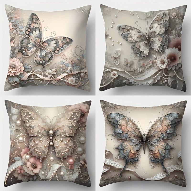 Home decoration exquisite butterfly Double-sided Printed pillow cover Short plush Suitable living room sofas throw cushion cover