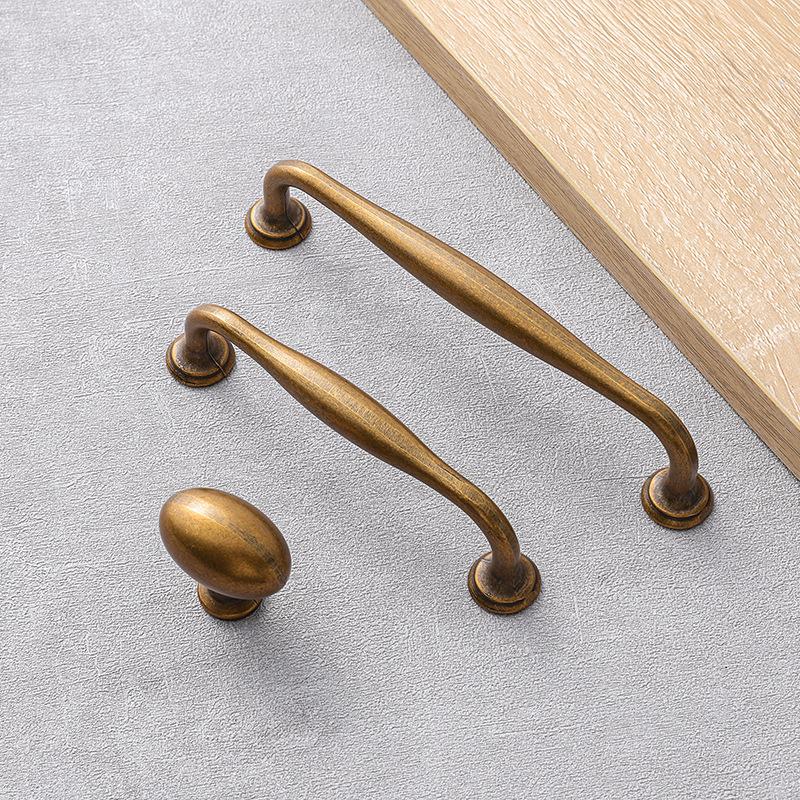 Retro Copper Antique Cabinet Drawers Handles Italian French Minimalist Light Luxury Furniture Wardrobe Door Pulls Vintage Home D