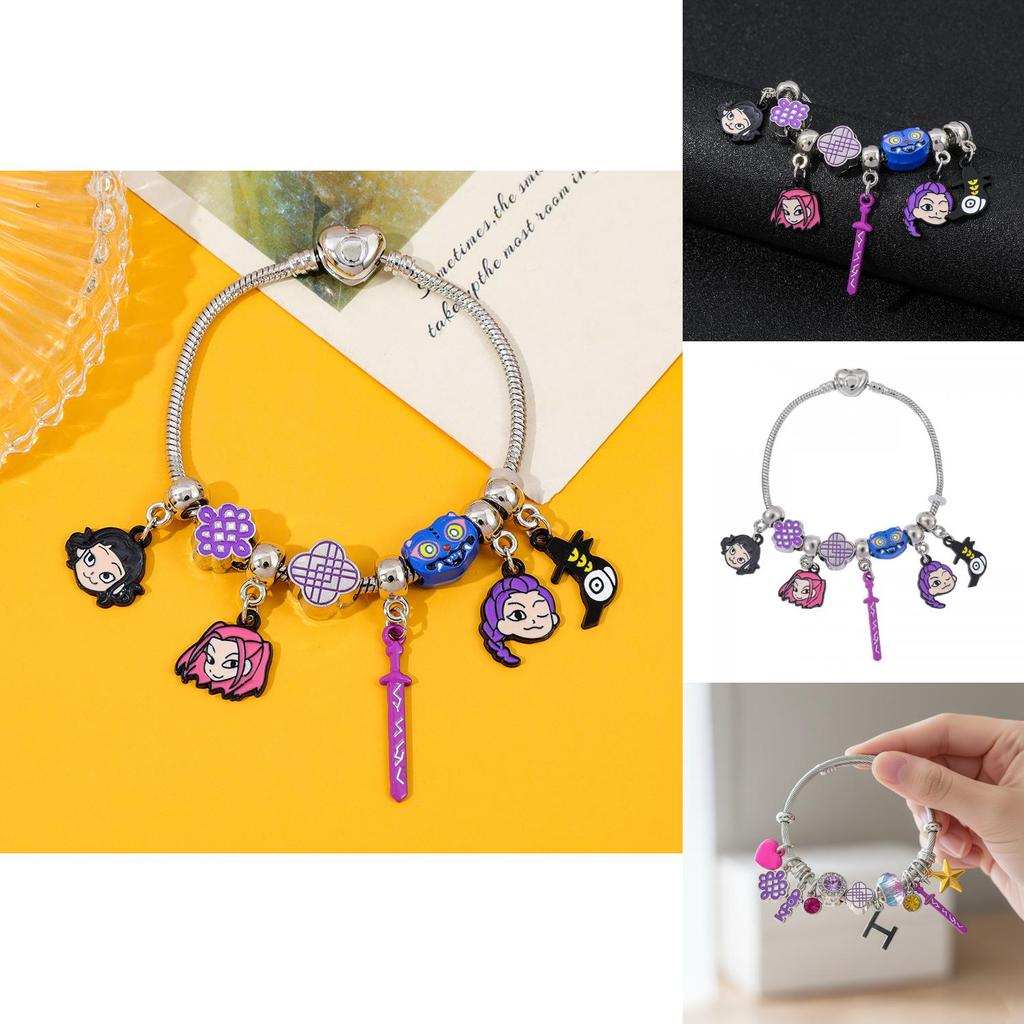 Kpop Demon Hunters Cartoons Bracelet With Alloy Beads For Gift Giving And Daily Wear