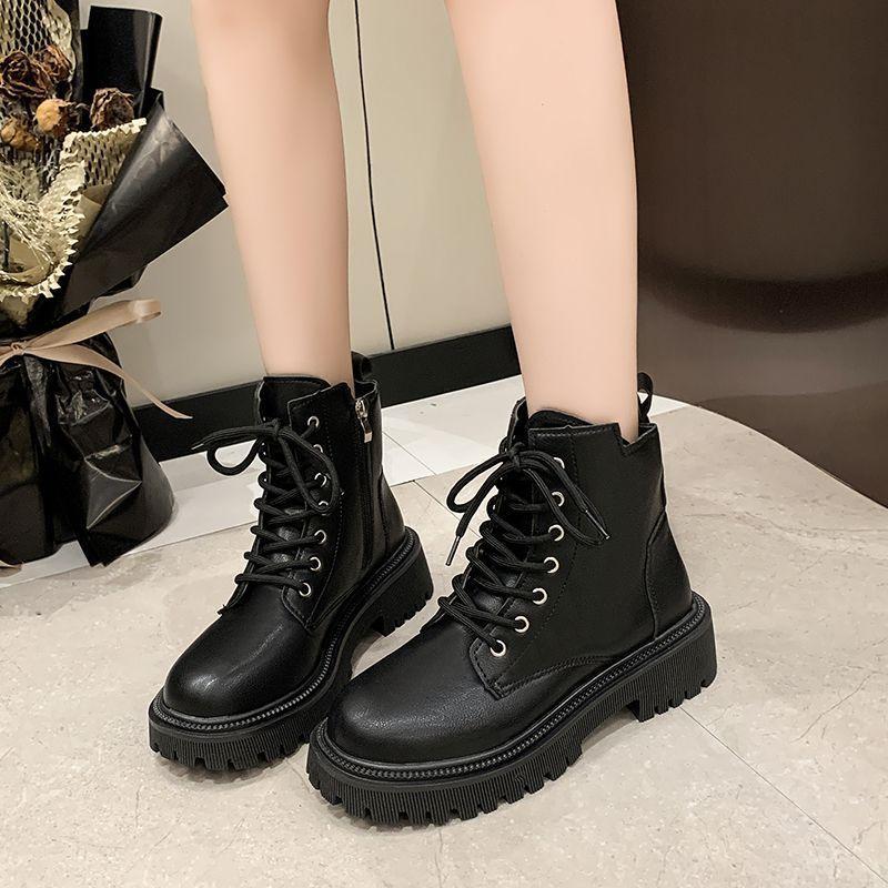 Fashion Women's Platform Short Boots Retro Versatile Texture Comfortable Medium Boots 2025 Autumn and Winter New Martin Boots Women