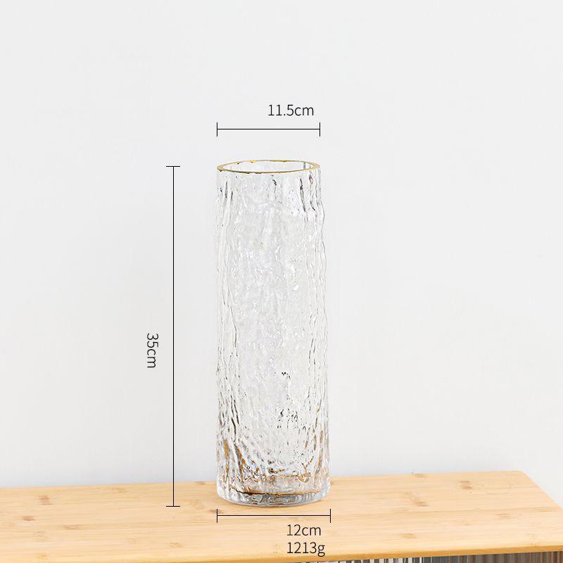 Rock Ice Patterned Glass Vase Flower Arrangement Ornaments Home Livingroom Tea Table Accessories Hotel Office Desktop Decoration