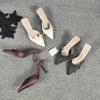 New Women Baotou Slippers Exquisite Bowknot Decoration Pointed Toe Sandalias Ladies Elegant Party Dress High Heel Sandals