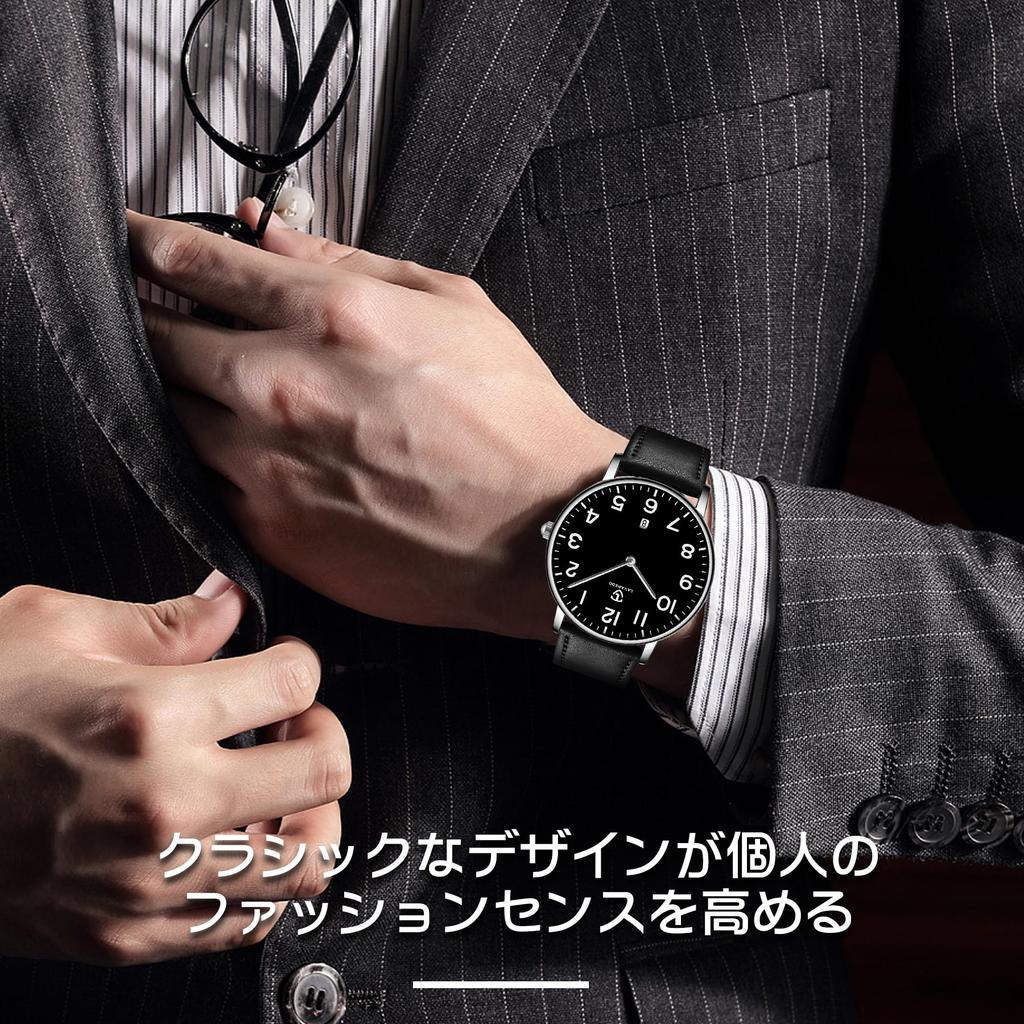 casual watch with date analog quartz and unisex design for and everyday Men's simple, stylish, slim, display, waterproof, movement, business,