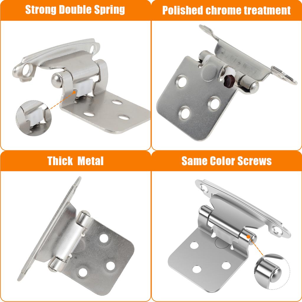 20Pcs Self Closing Door Hinge Cold Rolled Steel Self Closing Cabinet Hinge Overlay Flush Heavy Duty Door Hinges Hardware