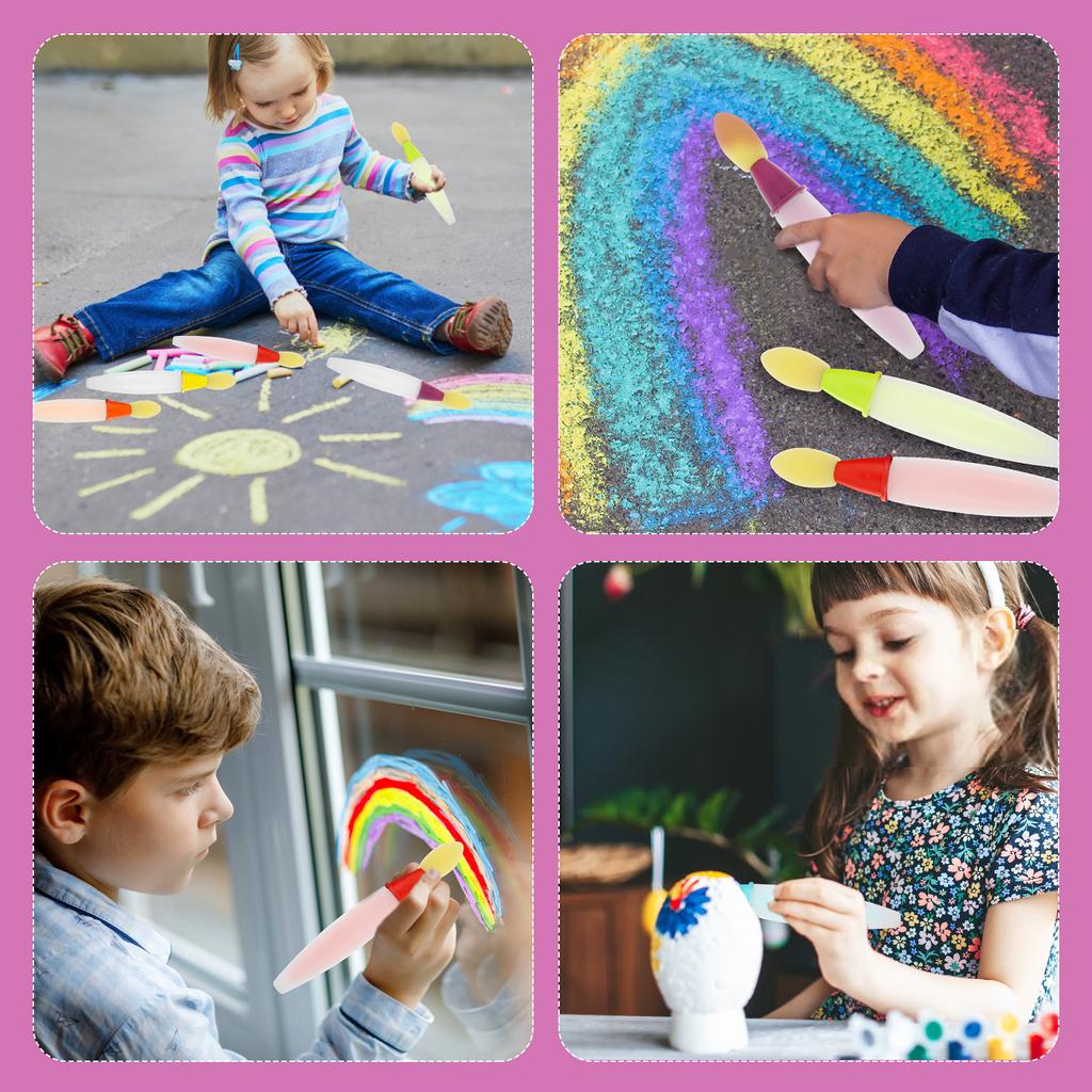 6Pcs Assorted Color Plastic Sidewalk Chalk Paint Brush Easy to Use Versatile Painting Brushes Chalk Set for Street Arts