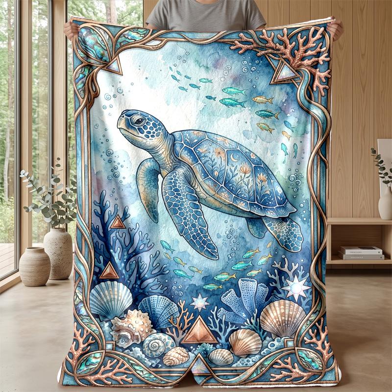 Oceanic Serenity 3 Theme Blanket Lightweight Warm Flannel Blanket Decorative Throw Blanket for Home Decoration
