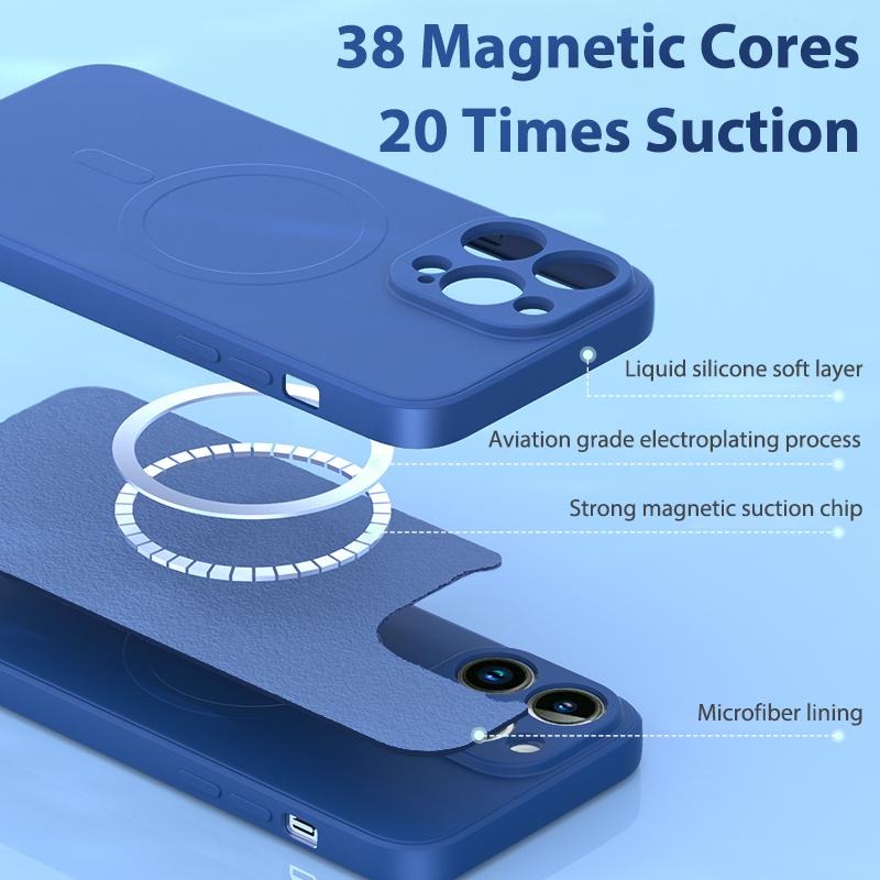 Official Liquid Silicone For Magsafe Magnetic Wireless Charge Case for iPhone 14 13 12 Mini 11 Pro Max X XR XS 7 8 Plus SE Cover