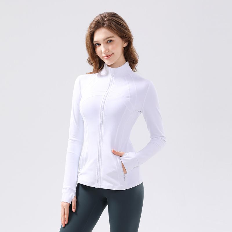 Women's Classic Stand Collar Yoga Sports Jacket - Elastic, Long-Sleeved Running & Fitness Top