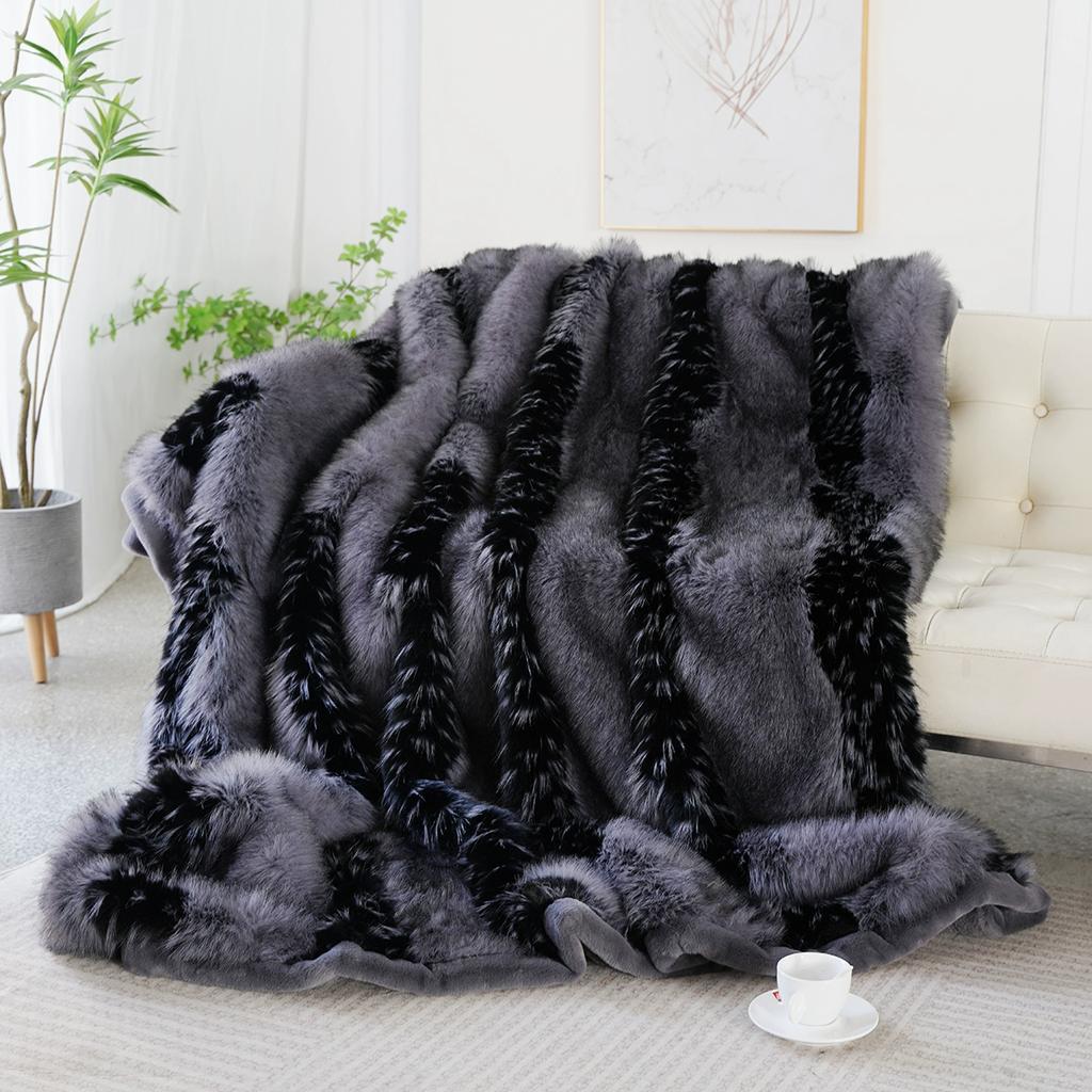 Bed Double King Size Throw Blanket New Winter Faux-fur Thickened Plush Blanket Flannel Imitation Fox Fur Warm Soft Blanket