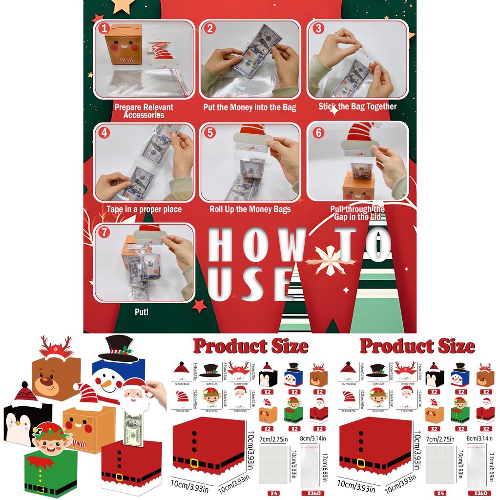 Christmas Cash Gift Envelopes With Durable Pet Material For Celebration Surprises