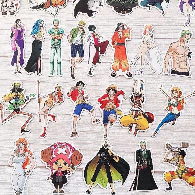 One Piece Sticker Pirate King Anime Character Waterproof One Piece Decals for Water Birthday Cute Cartoon Reward Stickers Set, Stickers, Guitar,
