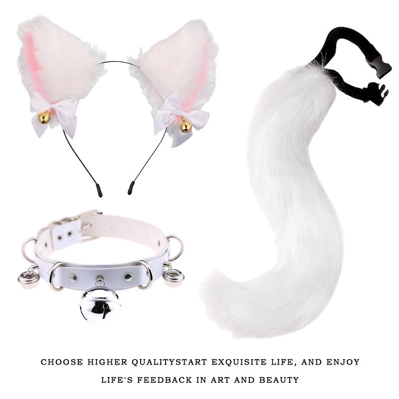 Handmade Cat Ears & Tail Set: Cute Cosplay Hair Accessories for Catgirl