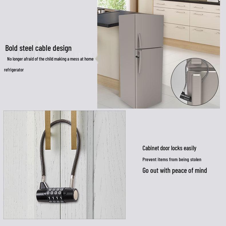 Mild Steel Wire Combo Lock for Cabinets, Patios, Lawn Mowers, Windows, Drawers, Cars, and Basket