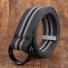 Casual Versatile Black Buckle Nylon Braided Belt Weave Waist Band Canvas Strap Double Ring Waistband