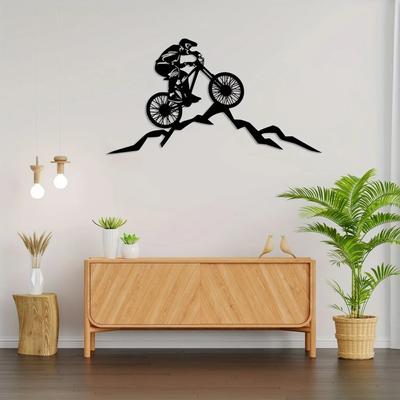 Mountain Biker Metal Wall Art – Fade-Resistant & Rust-Free Aluminum Composite, Stylish Iron Art for Wall Decoration & Stickers