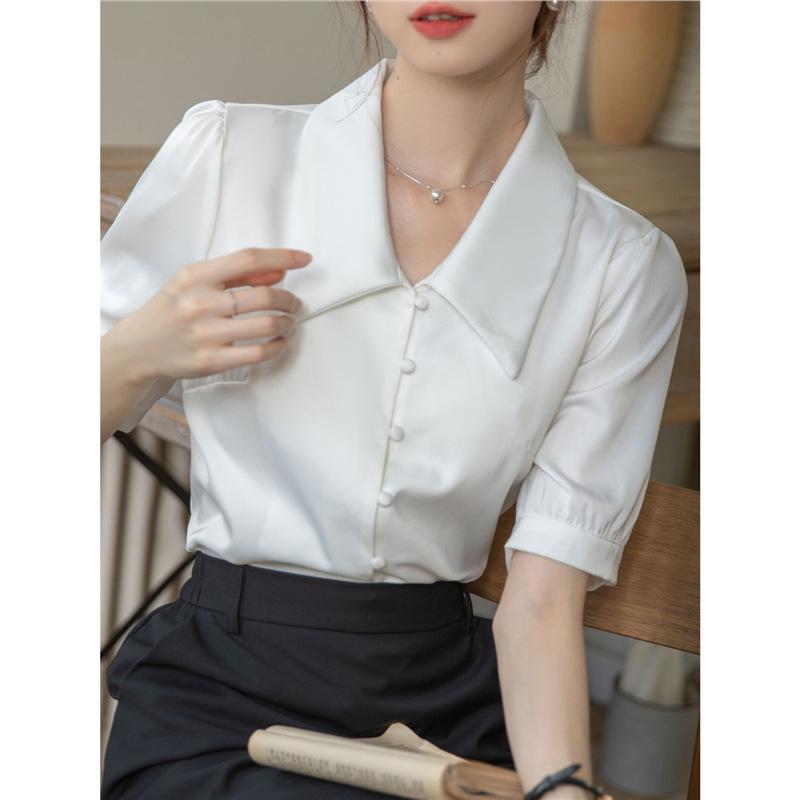 

Women s White Short Sleeve Professional Interview Shirt for Work S
