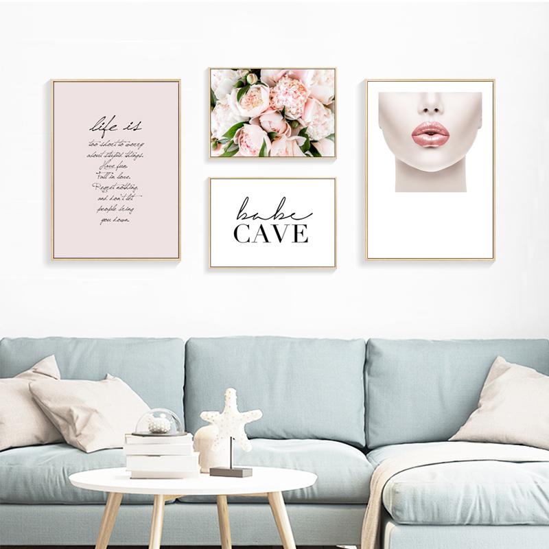 Flowers Fragrance Lip Fashion Life Wall Art Canvas Painting Nordic Posters And Prints Wall Pictures For Living Room Shop Decor