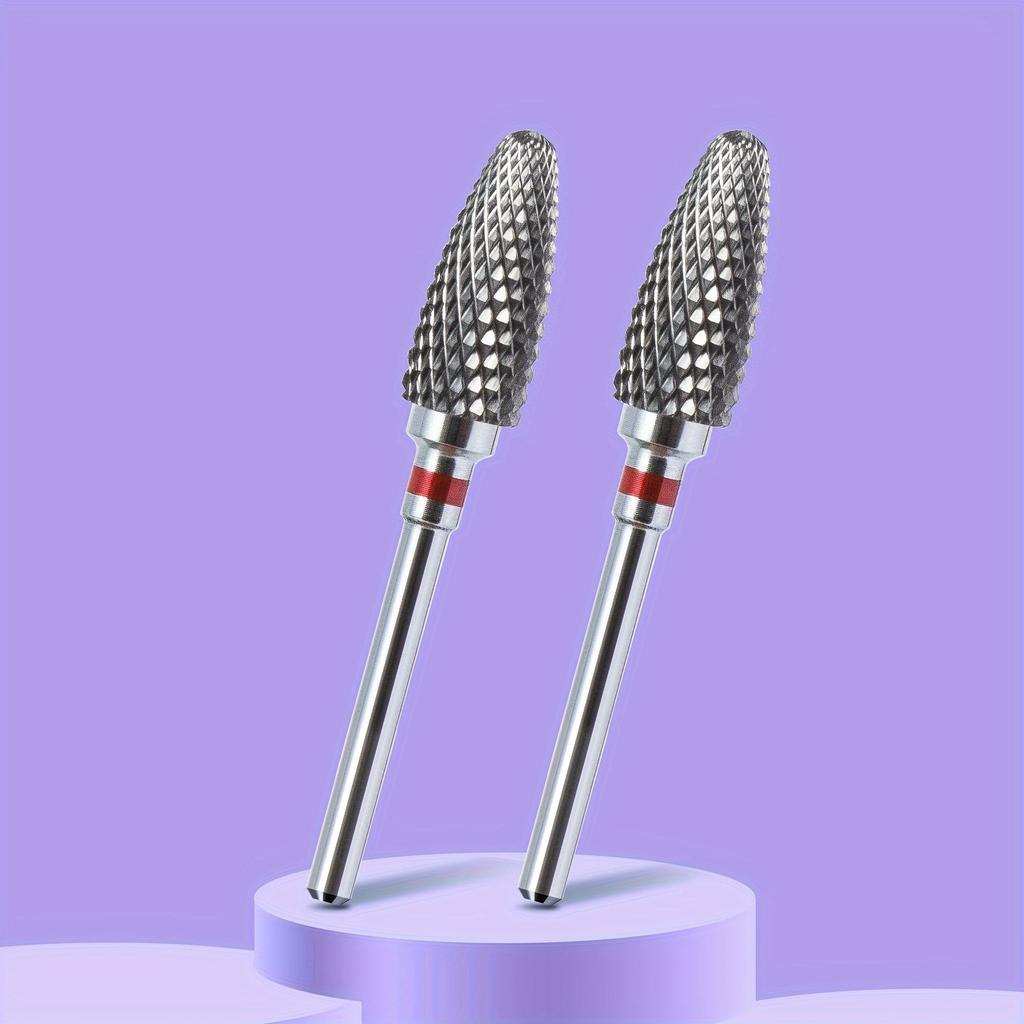 2PCS Tungsten Carbide Nail Drill Bits Gel Polish Remover 3/32 Inch Nail Art Files Cuticle Milling Cutter For Manicure Pedicure
