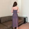Sultry Mesh Low-Cut Slim-Fit Pleated Slit Dress