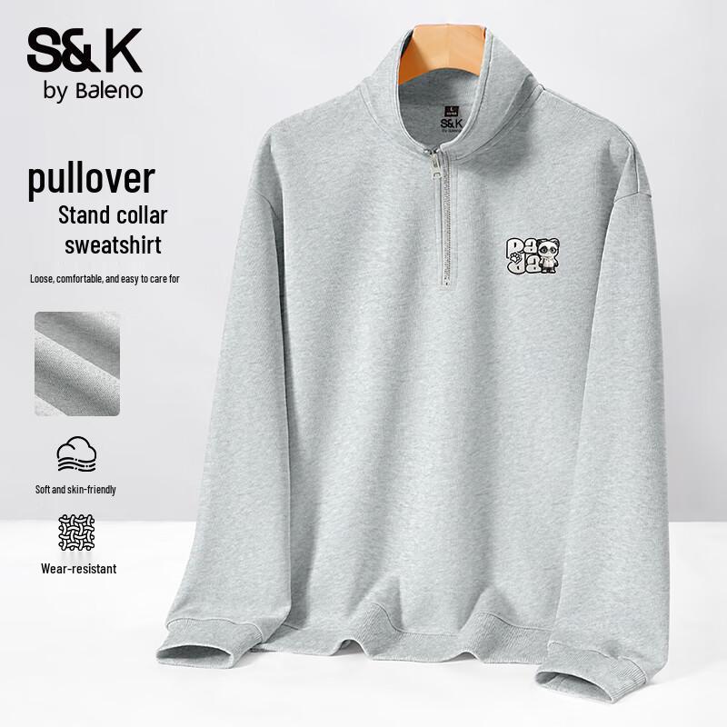 Baleno Men's S&K Series Half-Zip Panda Print Knit Sweatshirt