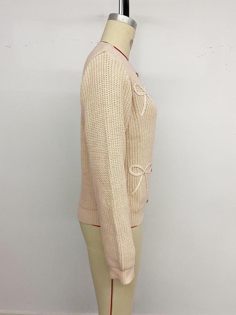 Autumn 2025 High-End Bow Embroidered Knit Cardigan Sweater