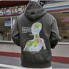 Men Retro Vintage Inspired Abstract Print Hoodie Cozy Cotton Blend Long Sleeve Pullover with Kangaroo Pocket Oversize Unseix Top
