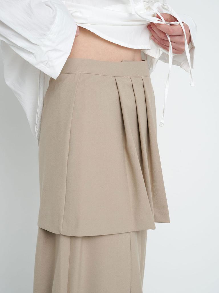 MOIFAIRE Pleated Layered Skirt Pants / Begie