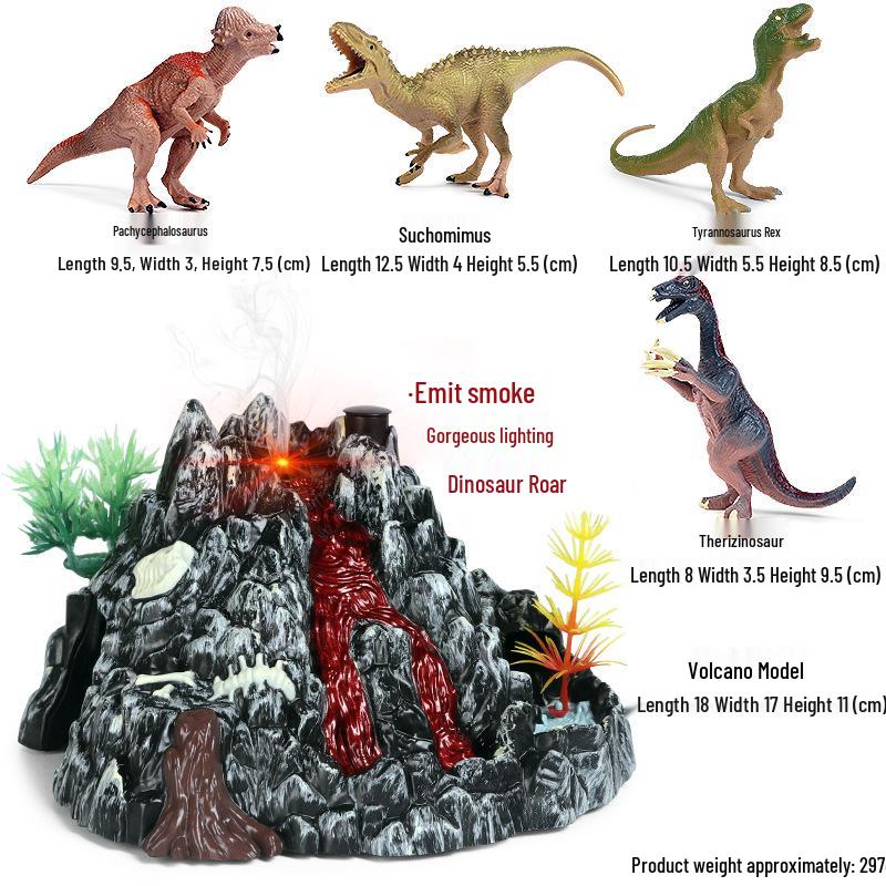 Kids' Volcano Model with Dinosaurs & Animal Scene – Sandbox, Fish Tank, or Desk Decoration