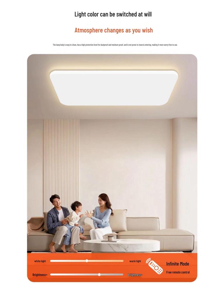 Ultra-Thin Cream Ceiling Light - Full Spectrum Eye Protection for Living Room