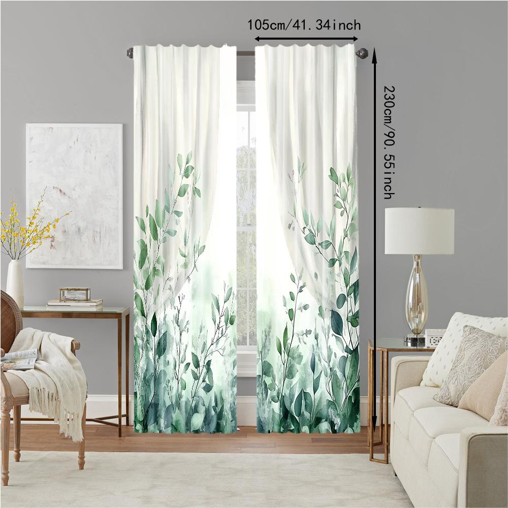 Set Of 2 Versatile Polyester Transparent Curtains Home Decoration Watercolor Flower Use Bedrooms Living Rooms Curtain Ideal For Room