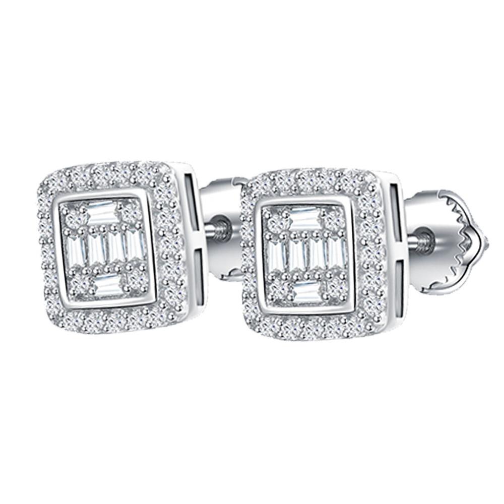 

Муассанит Настоящий Мужской Настоящее Стерлинговое Серебро 925 пробы Ледяные Хип-Хоп Квадратные Серьги белый