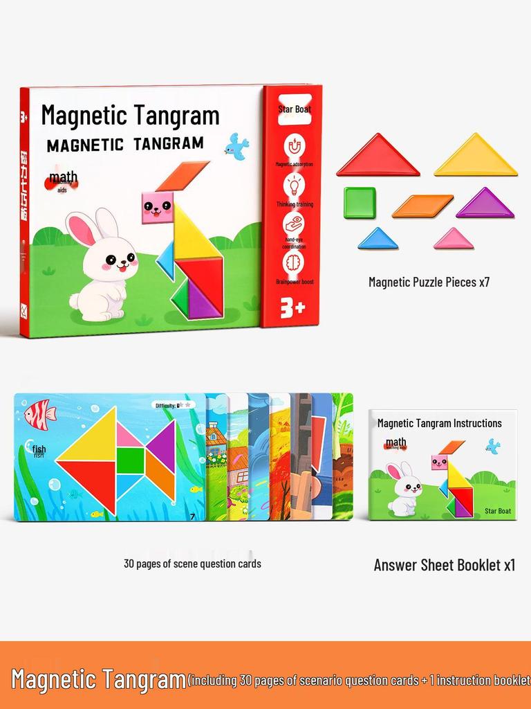 Magnetic Tangram Puzzle for Ages 3-6 - First Grade & Kindergarten Kids' Educational Toy